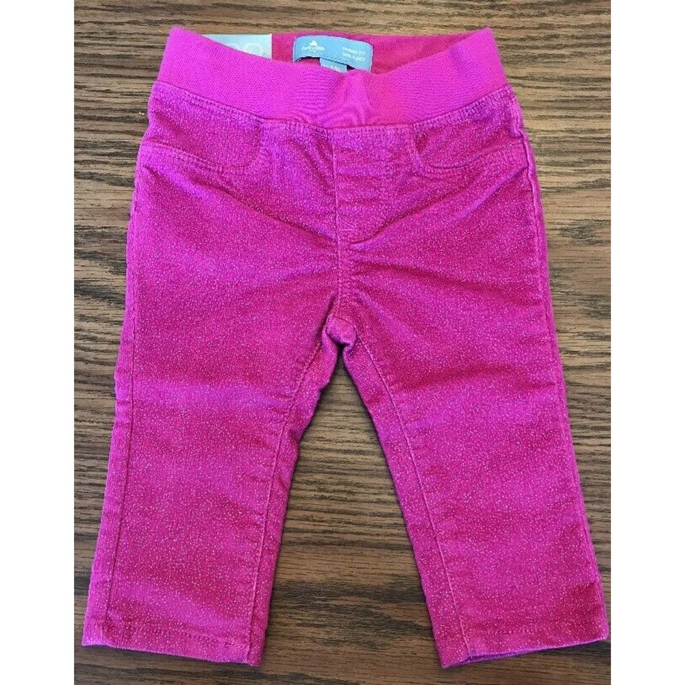 Baby Gap Skinny Fit Pink Sparkle Pants 6-12 Months Elastic Waist Girls